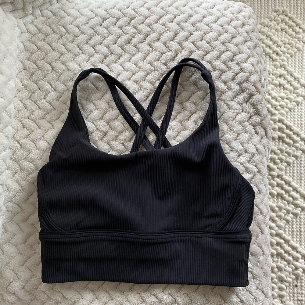 lululemon athletica Black Ribbed Strappy Sports Bra